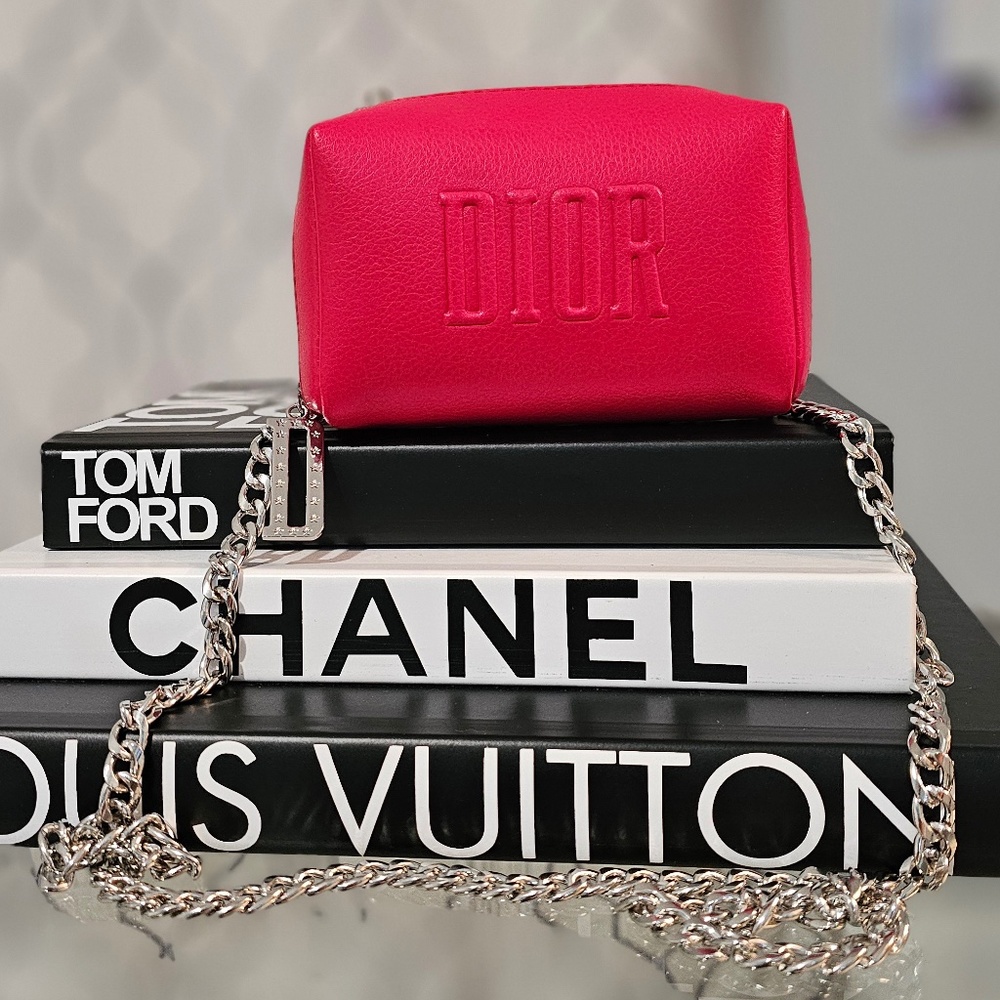 DIOR Crossbody Red Silver Purse Evening Bag Clutch New